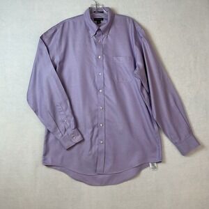 Lands End Shirt Mens 16.5 36 Tall Purple No Iron Twill Long Sleeve Button Down